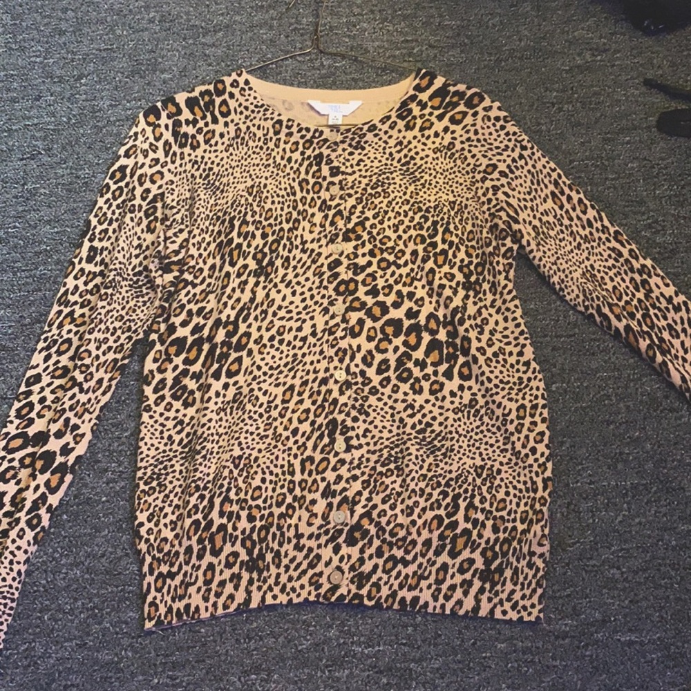 leopard button up sweater